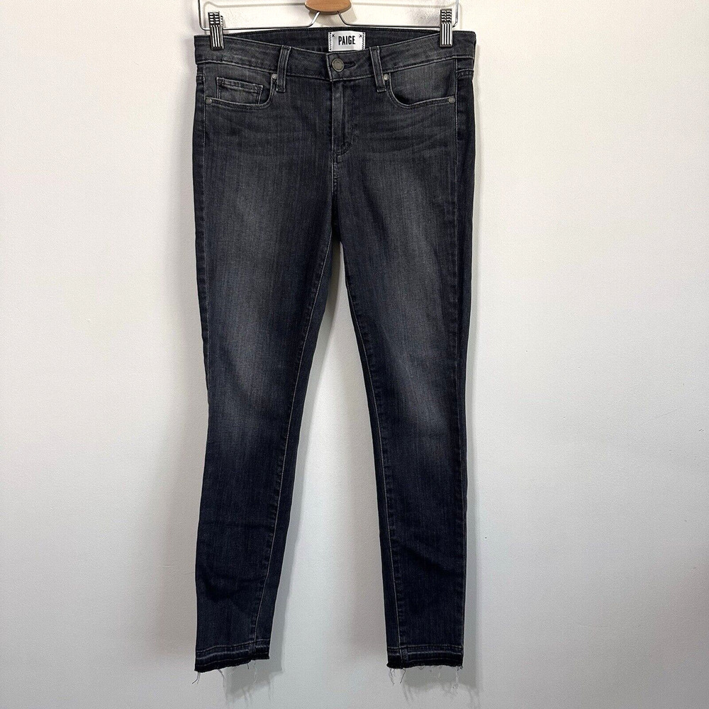 Paige Jeans 29 Verdugo Ankle Skinny Stretch Grey Raw Hem Casual Trendy Pants
